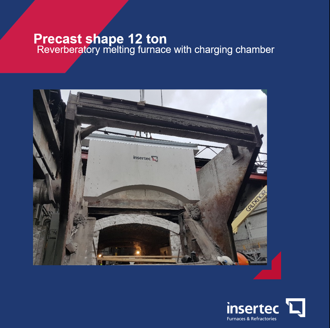 Precast shape 12 ton for reverberatory melting furnace
